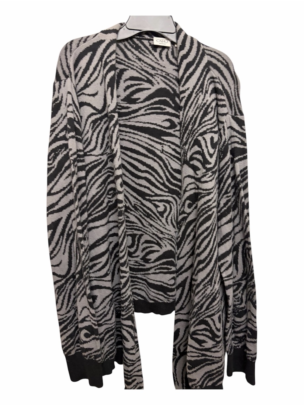 Cato Black & Gray Zebra-Print Open Cardigan